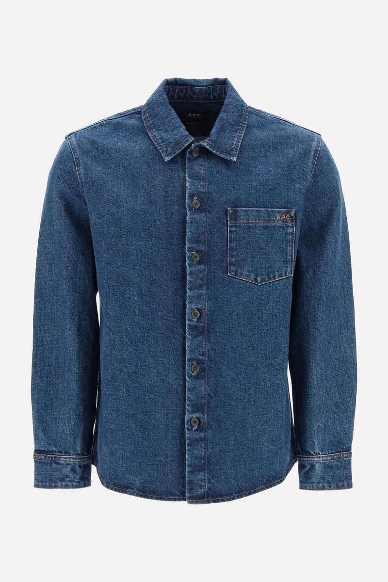  Logo Embroidered Buttoned Denim Shirt from A.P.C.