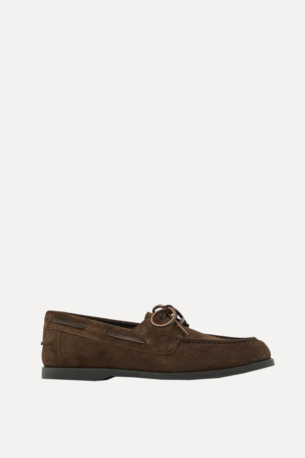 Split Suede Deck Shoes With Moc Toe from Massimo Dutti