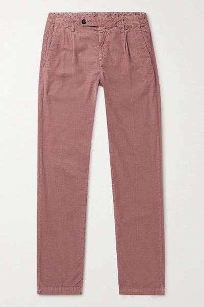 Straight Leg Pleated Cotton-Corduroy Trousers from Massimo Alba