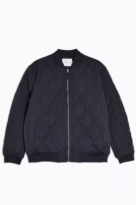 Navy Quilted Bomber Jacket from Topman