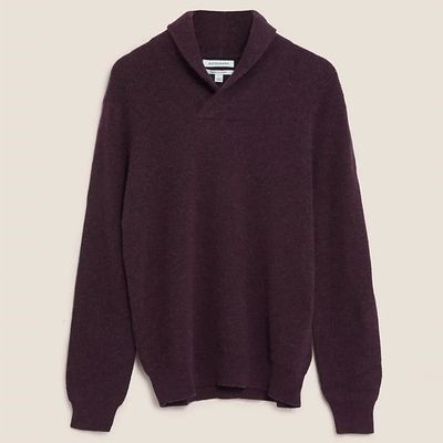 Pure Cashmere Shawl Collar Jumper