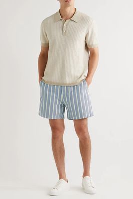Striped Cotton and Linen-Blend Twill Shorts from Mr P.