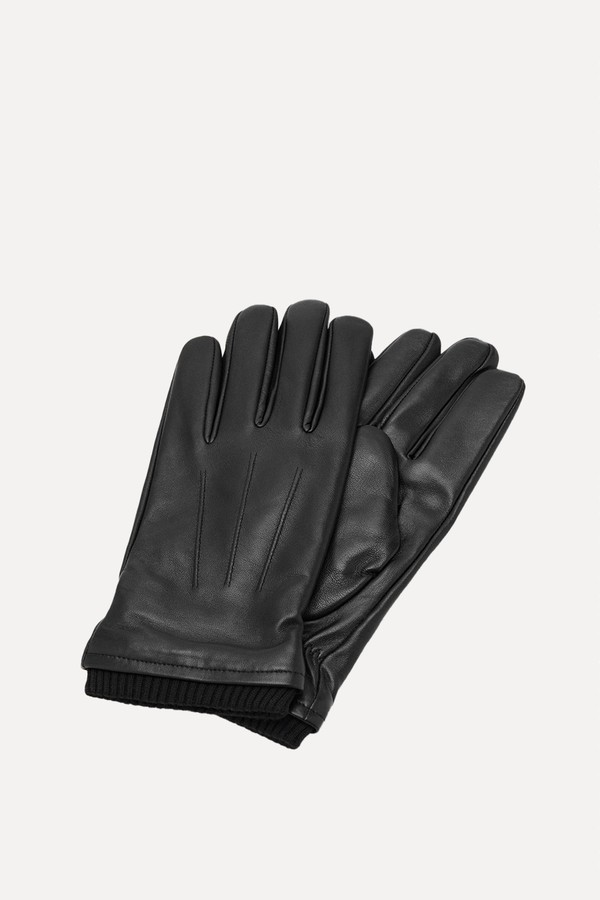 100% Leather Gloves With Ruffled Detail from Mango