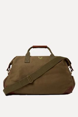 Weekender Leather-Trimmed Cotton-Canvas Holdall from Bennett Winch