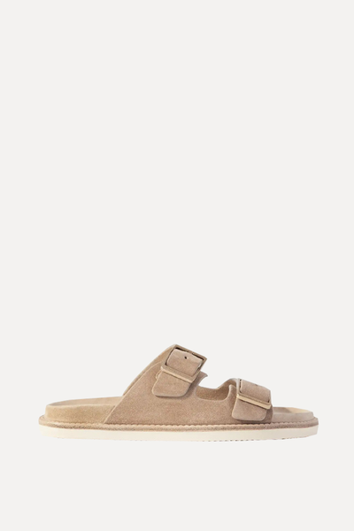 Double-Buckle Suede Sandals from Brunello Cucinelli
