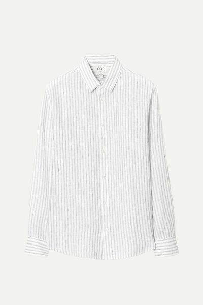 Long-Sleeved Striped Linen Shirt  from COS 