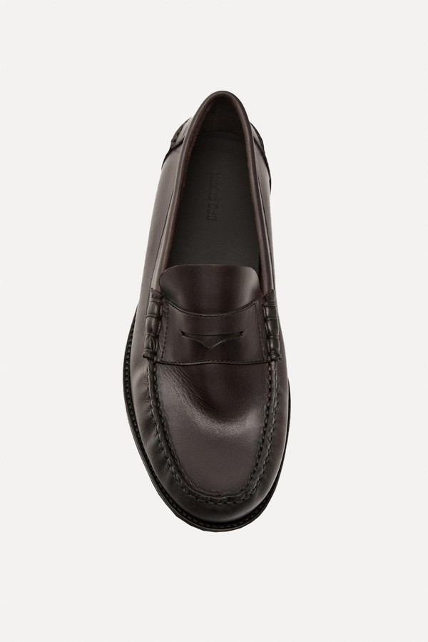 Oiled Leather Penny Strap Loafers from Massimo Dutti