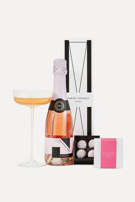 Prosecco Rosé Half Bottle & Pink Chocolate Truffles Gift Box from Harvey Nichols