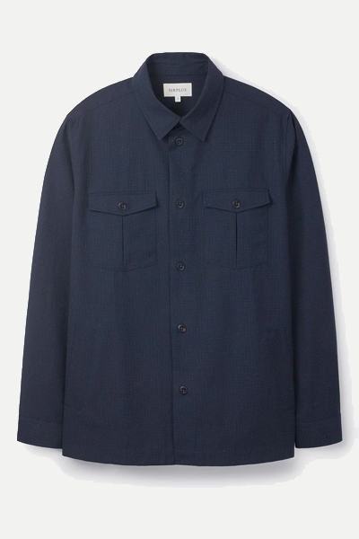 Navy Yarn Dyed Wool Cotton Overshirt from Sirplus