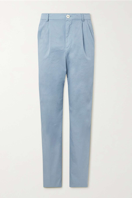 Panarea Straight-Leg Pleated Cotton-Blend Twill Suit Trousers from CARUSO