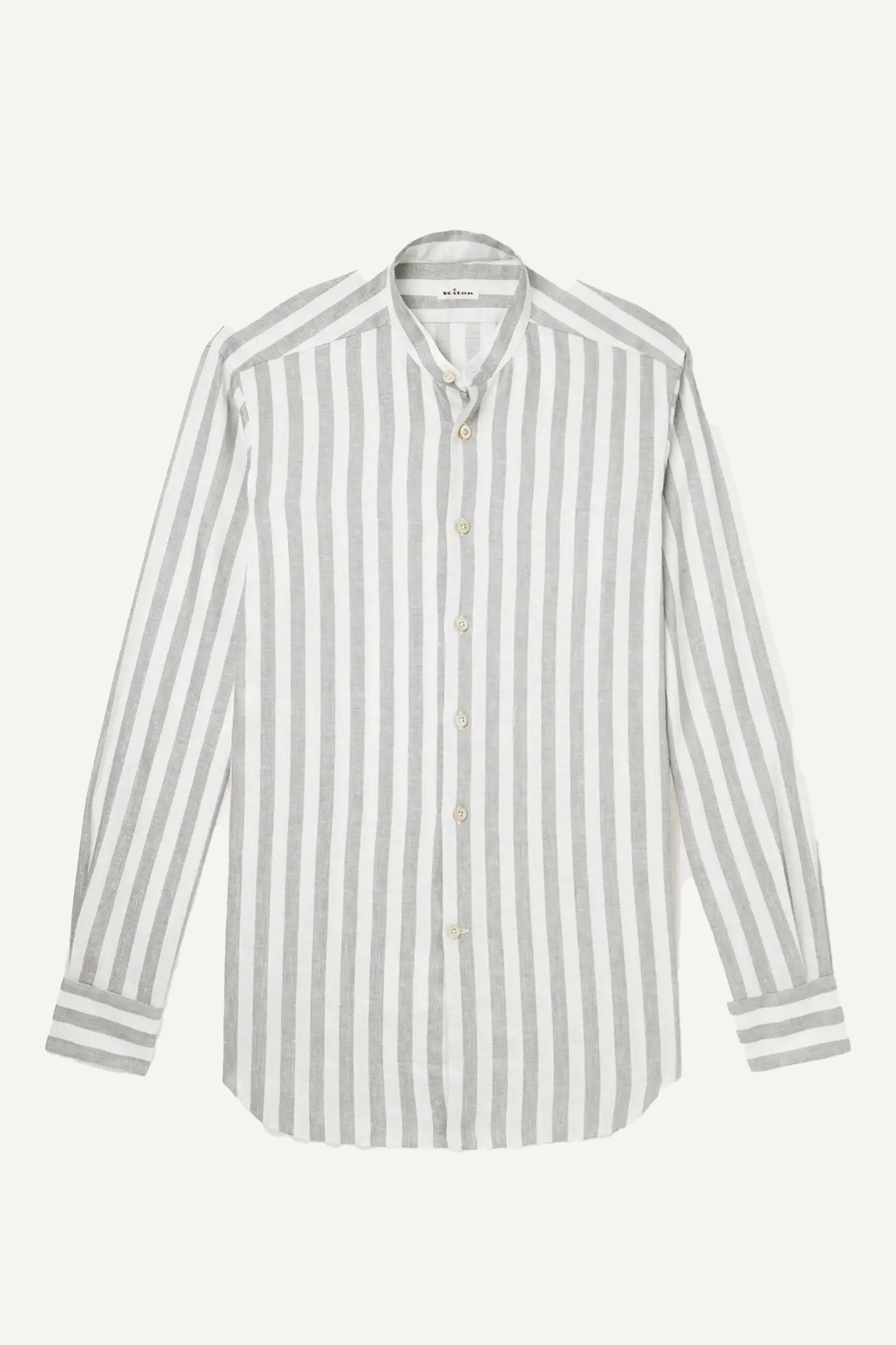 Grandad-Collar Striped Linen-Blend Shirt from Kiton