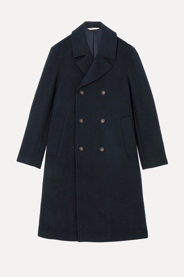 Double Breasted Wool Blend Coat