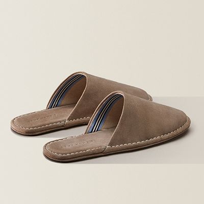 Leather Slippers With Topstitch from Zara Home