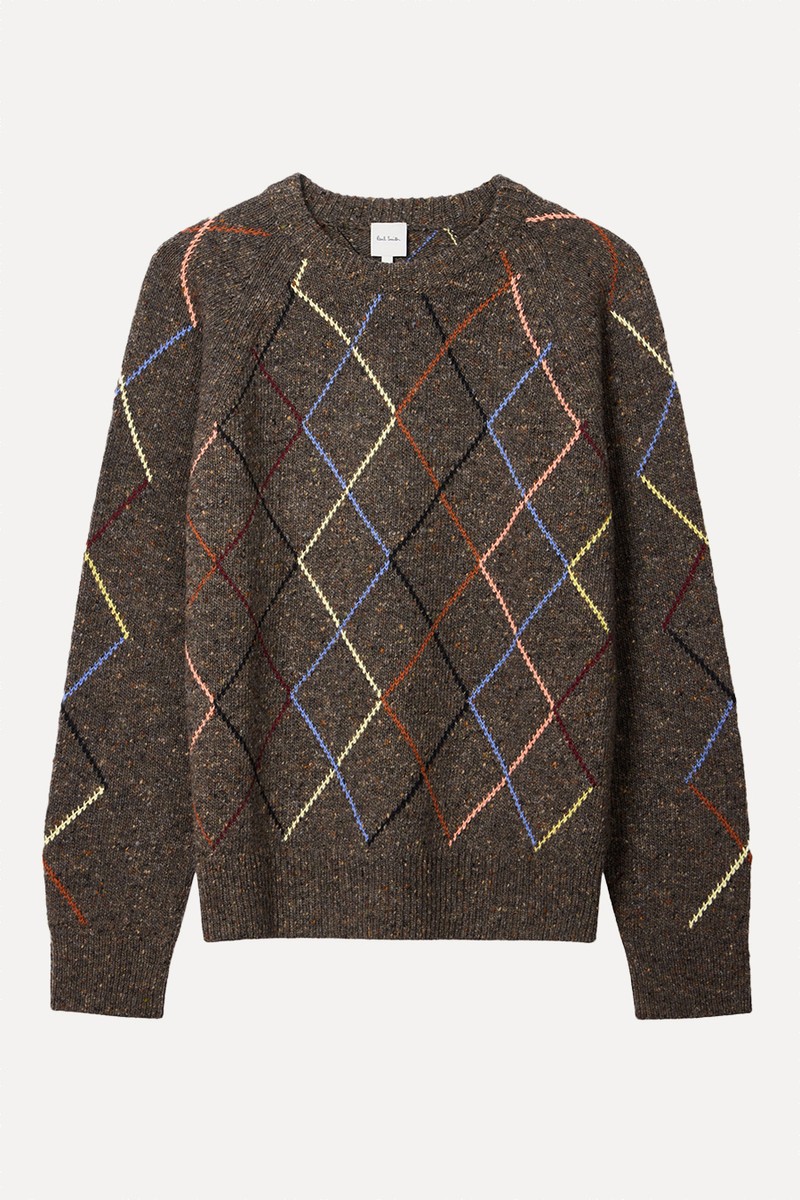 Flecked Wool-Blend Argyle Sweater from Paul Smith