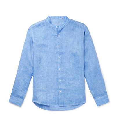 Grandad-Collar Linen Shirt from Altea