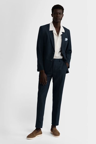 Slim Fit Single Breasted Linen Suit Jacket  from TM Lewin