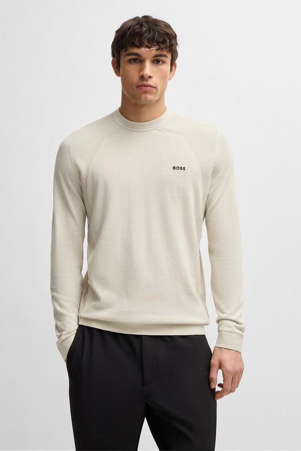 Cotton-Blend Regular-Fit Sweater With Logo Print from Boss