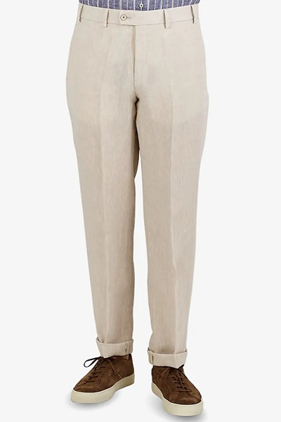 Light Beige Linen Regular Fit Trousers from Hiltl