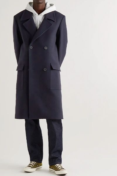 Double Breasted Wool-Blend Overcoat from Frame