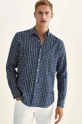 Linen Slim-Fit Check Shirt from Massimo Dutti