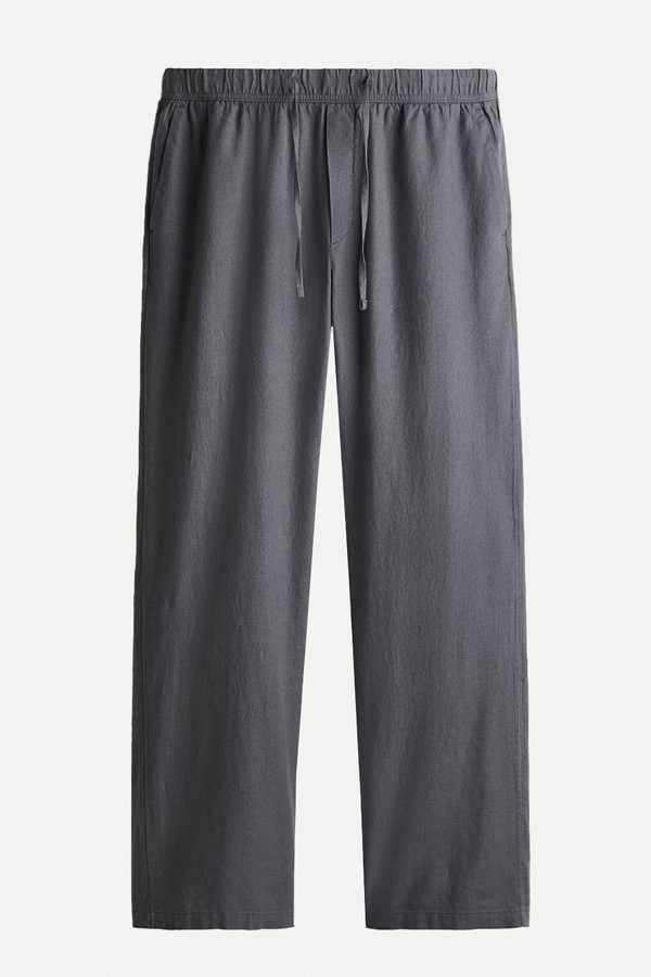 Relaxed Fit Linen-Blend Trousers