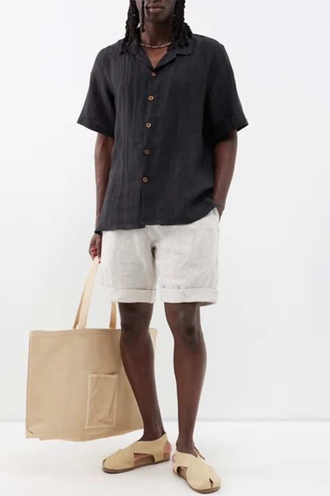 Drawstring-Waist Linen Shorts