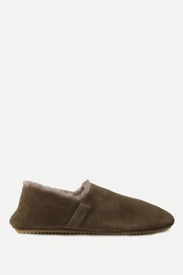 Babouche Shearling-Lined Suede Slippers from Mr P
