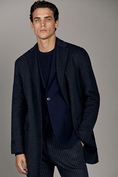 Navy Blue Wool Coat