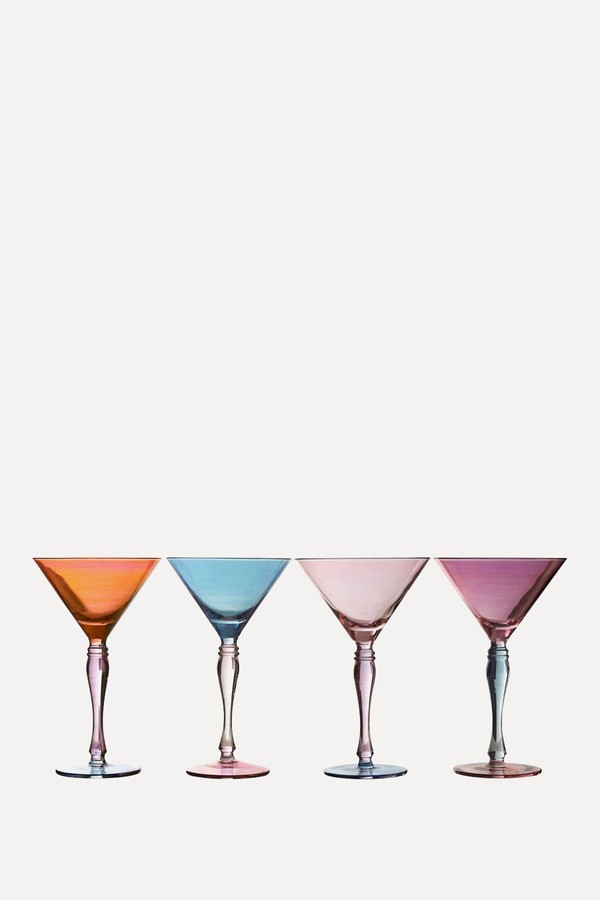 Set Of 4 Assorted Colour Tapered Cocktail Glasses from So’Home