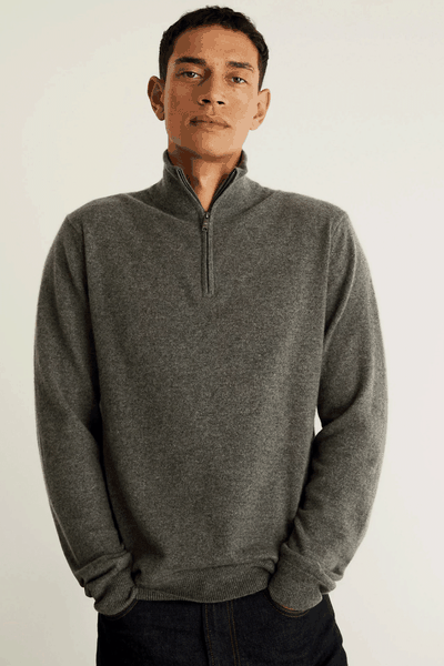 Pure Cashmere Half Zip Jumper