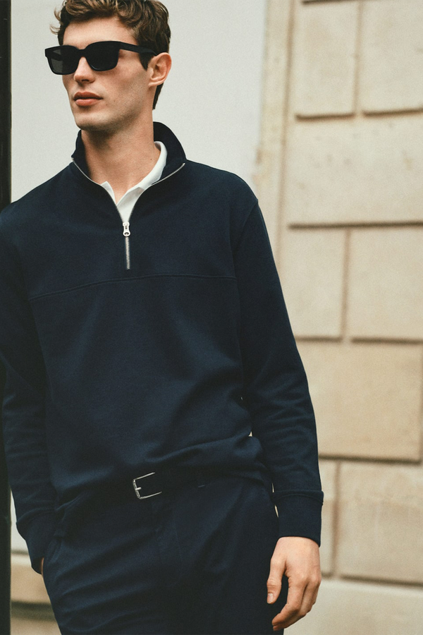 Cotton Sweatshirt With Zip Neck  from Mango