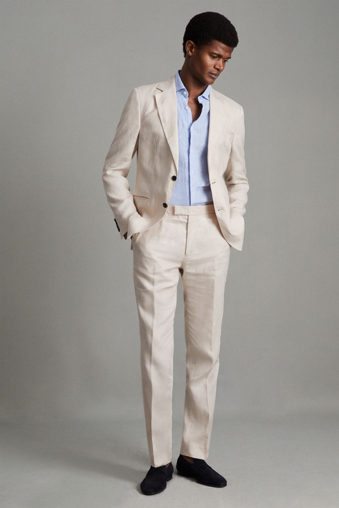 Kin Slim Fit Single Breasted Linen Blazer  from Reiss