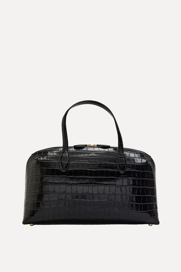 Lounge Medium Crocodile-Effect Leather Top Handle Bag from Toteme