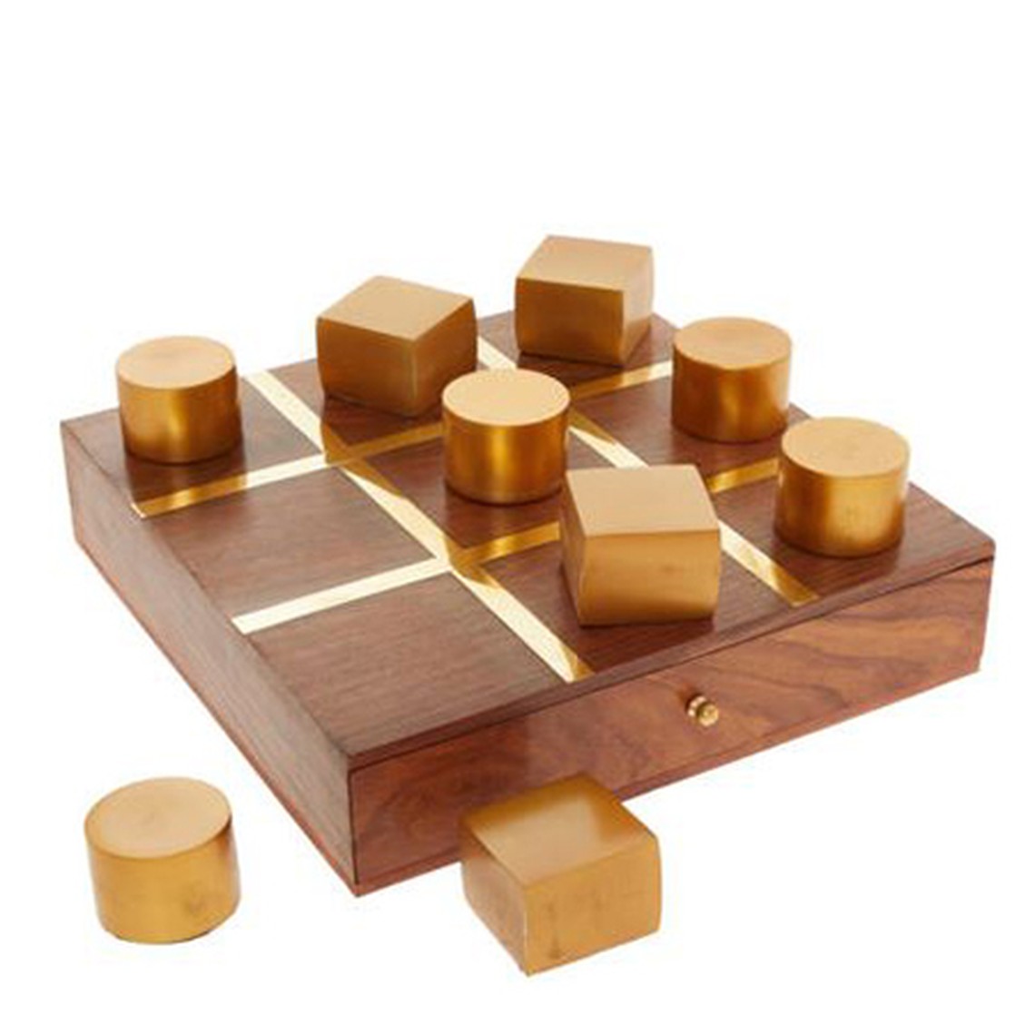 Brown & Gold Tone Tic Tac Toe Board