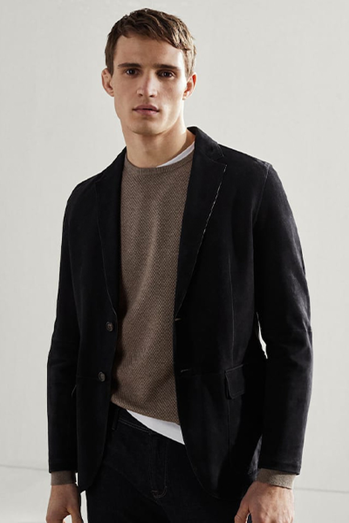 Slim Fit Suede Blazer from Massimo Dutti