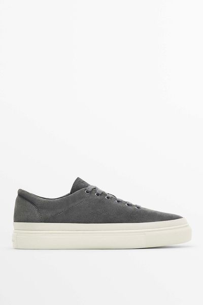 Grey Split Suede Trainers 