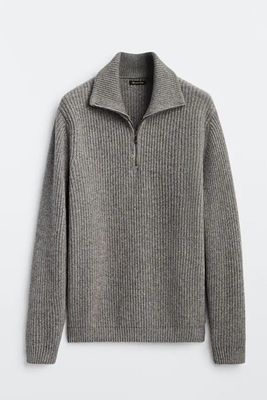 Knit Wool Cashmere Sweater With Mock Neck from Massimo Dutti
