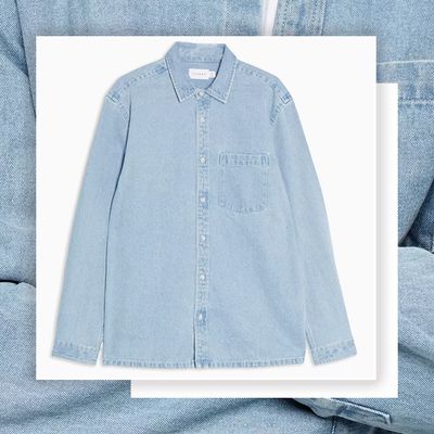 Mid Blue Denim Slim Shirt, £34.99
