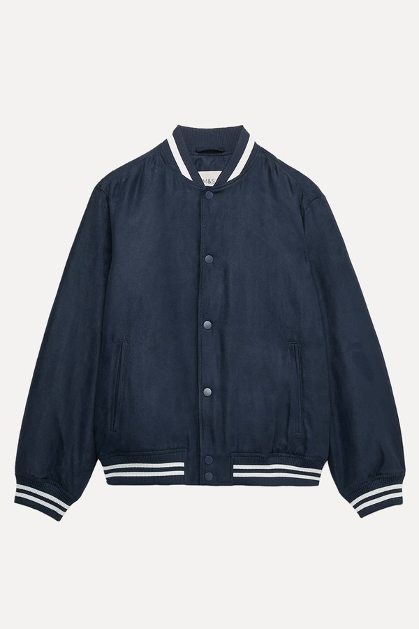 Mock Suede Padded Varsity Bomber Jacket from Marks & Spencer