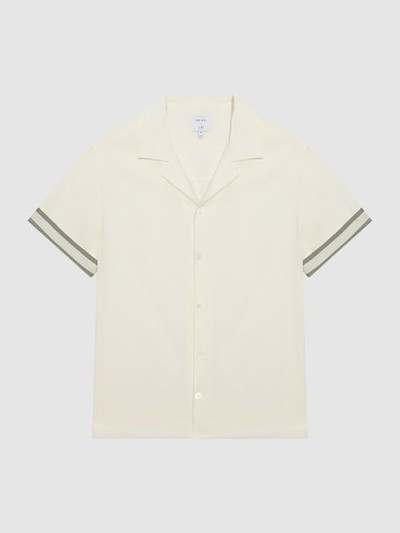 Contrast Cuff Cuban Collar Shirt