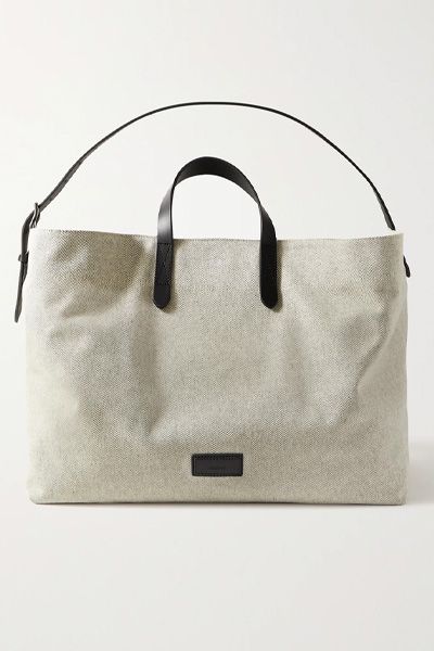 Haven Leather-Trimmed Cotton-Canvas Tote Bag from Mismo
