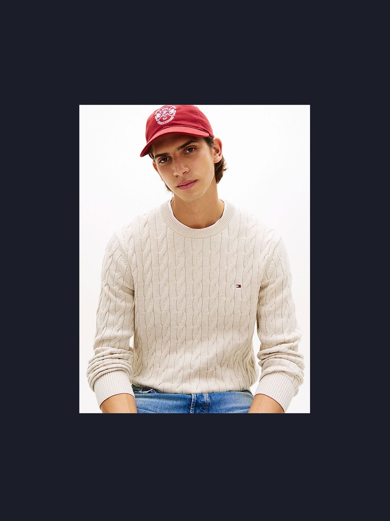 Flag Embroidery Cable Knit Jumper