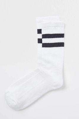 White Double Stripe Tube Socks