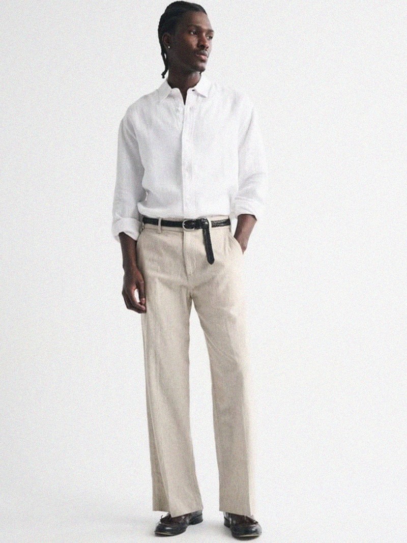 Linen-Blend Baggy Trouser