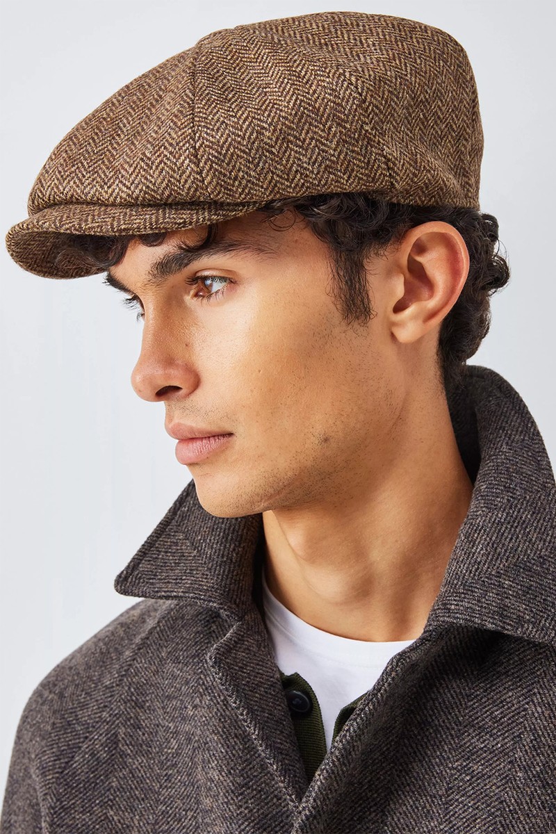 Wool Herringbone Check Bakerboy Cap from John Lewis