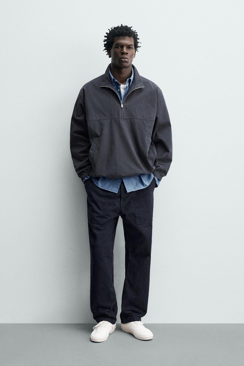 Cotton-Lyocell Quarter-Zip Overshirt