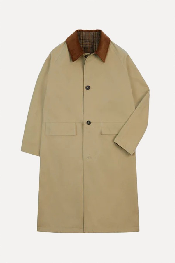 Reversible Cotton-Tweed Raglan Mac from Drake's