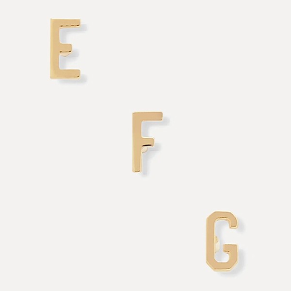 Alphabet 14-karat Gold Earring from Stone And Strand