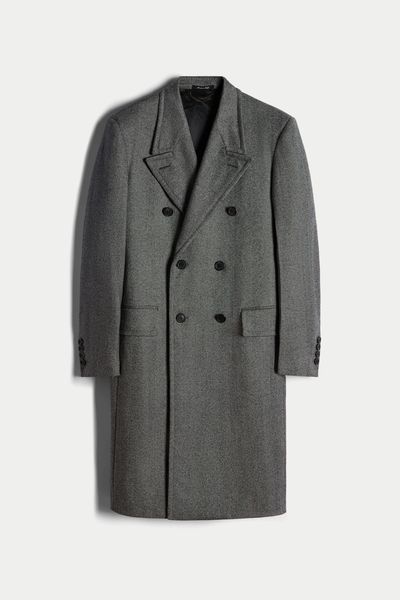 Wool Herringbone Double Breasted Coat