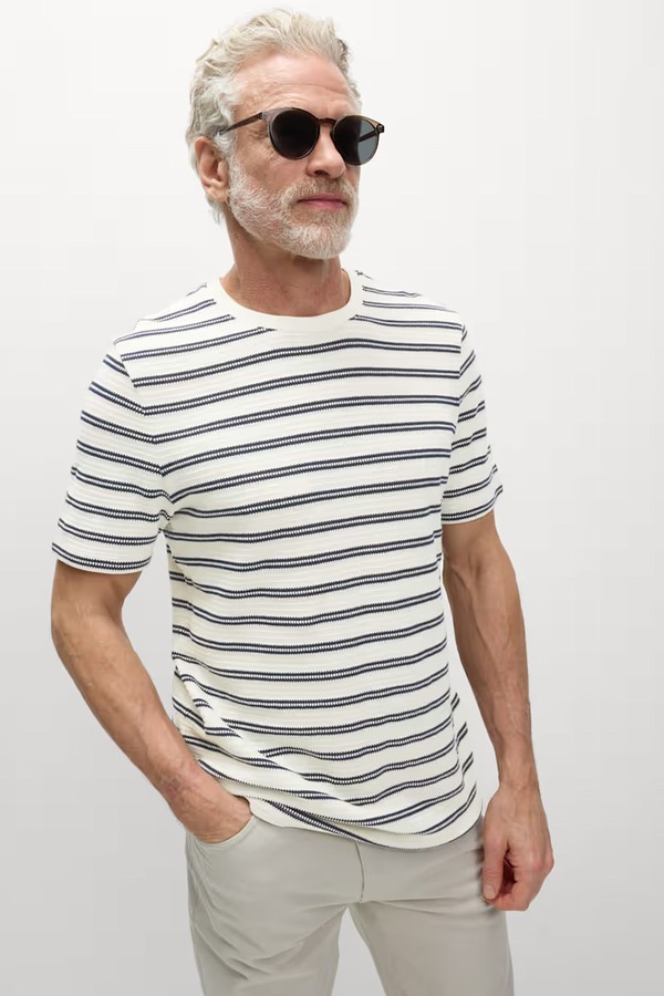 Cotton Rich Striped Textured T-Shirt